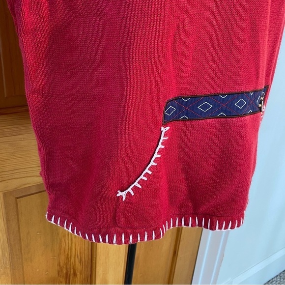 Vintage Breckenridge Grandma 1/4 Zip Turtleneck Fir Tree Sweater Red Size XL - Picture 7 of 16